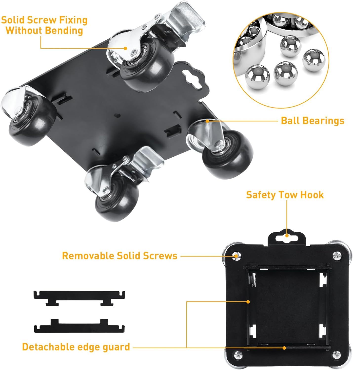 Furniture Movers with 4 Wheels,Heavy Duty Furniture Lift Mover Tool Set with 2000 lbs Load Capacity, Easy Sliders Dolly with Removable Side Guards&Brake, for Moving Appliance,Sofa etc