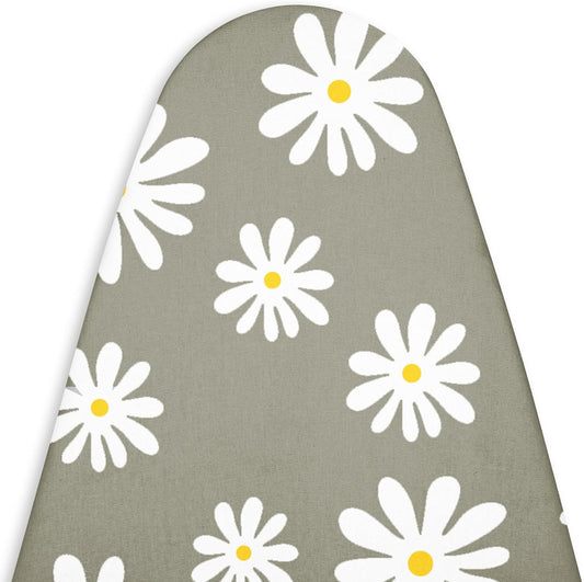 Encasa XO Ironing Board Cover and Pad 28"x12" - Thick 3mm Felt Padding, Drawstring Tightening & Lock, Easy Fit, Scorch & Stain Resistant, Fits Mini Ironing Board - Daisy Grey
