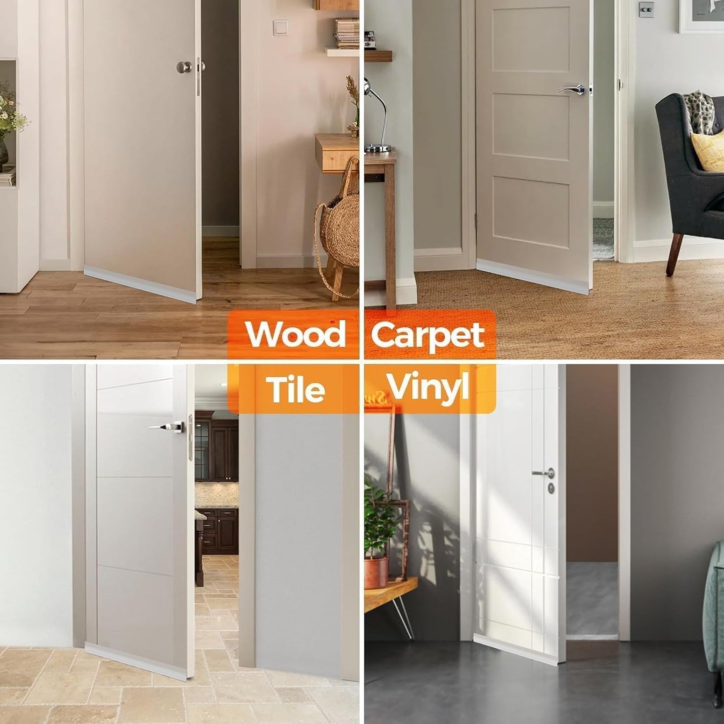 Holikme Weather Stripping 41 inch Door Draft Stopper Under Door Draft Blocker Doors Sweep Noise Stopper Strong Adhesive Transparent