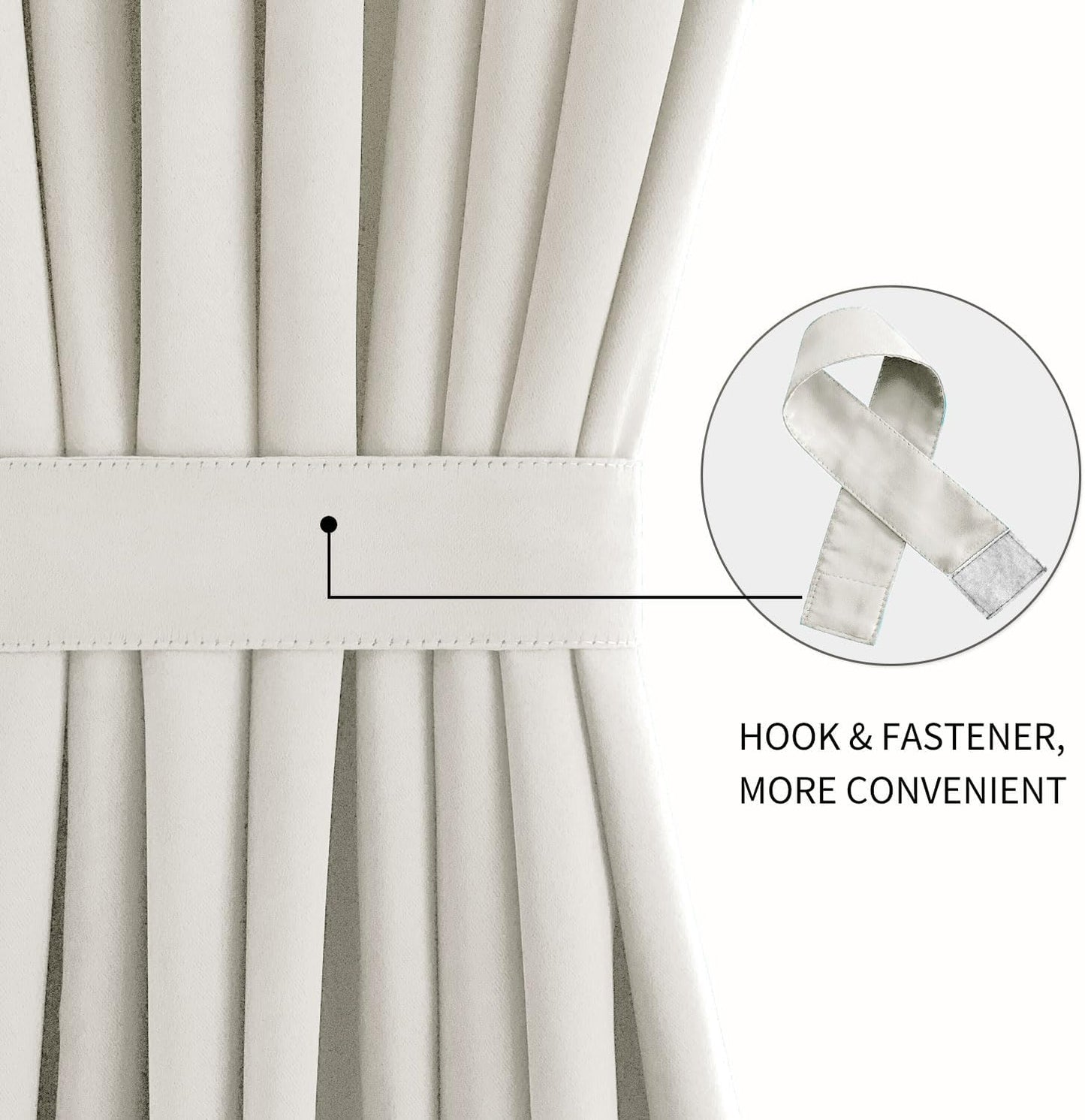 DWCN French Door Curtains – Rod Pocket Thermal Blackout Curtain for Doors with Glass Window, Kitchen and Patio Doors for Privacy, 25 X 40 Inches Long, 1 Curtain Panel with Tieback, Ivory