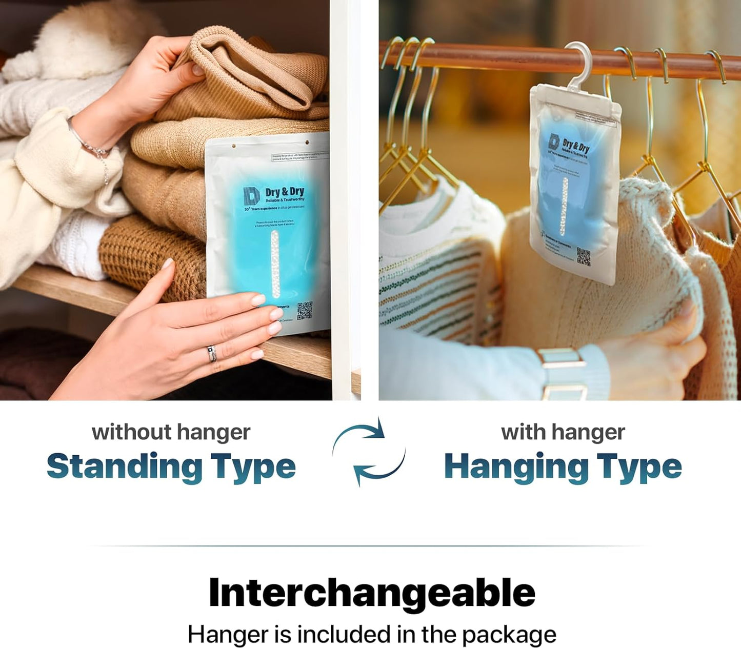 Dry & Dry 5 Packs Hybrid Moisture Absorbers & Musty Odor Eliminator Dehumidifier to Control Excess Moisture for Basements, Closets, Bathrooms, Laundry Rooms. Moisture Absorbers