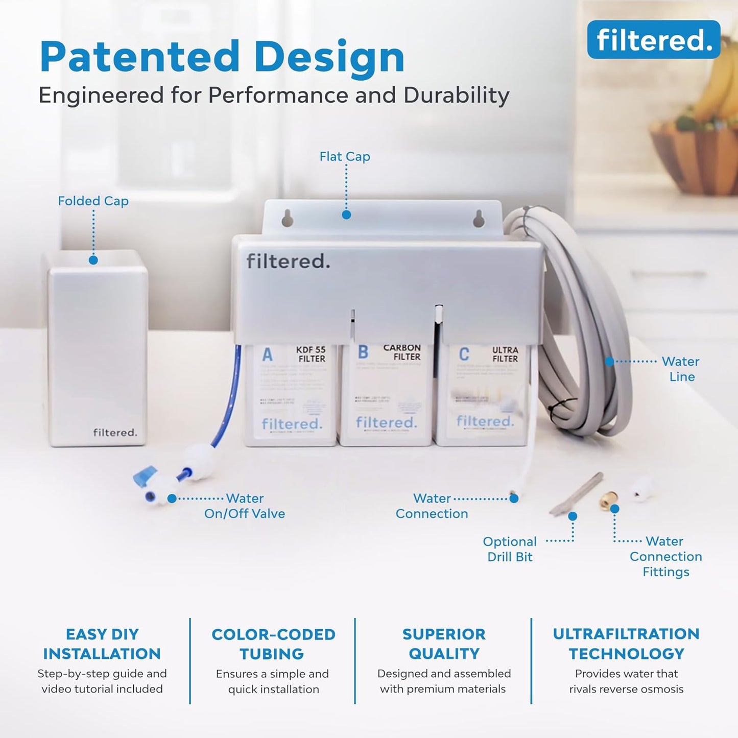Inline Water Filter for Refrigerators & Ice Makers – Universal Refrigerator Water Filter Kit, 5-Min Easy Install, High-Capacity Filtration for Clean Water & Ice
