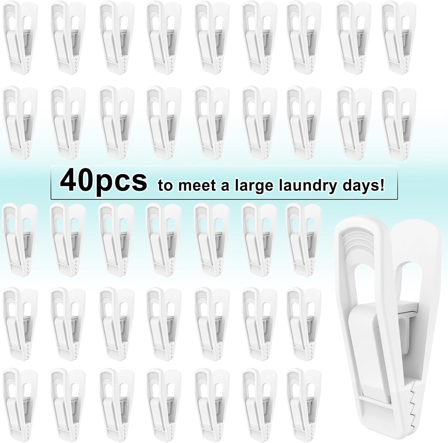 Hanger Clips for Velvet Hangers (White, 40 PCS), Non-Slip Plastic Clips Pant Skirt Hanger Clips for Flocking Hangers