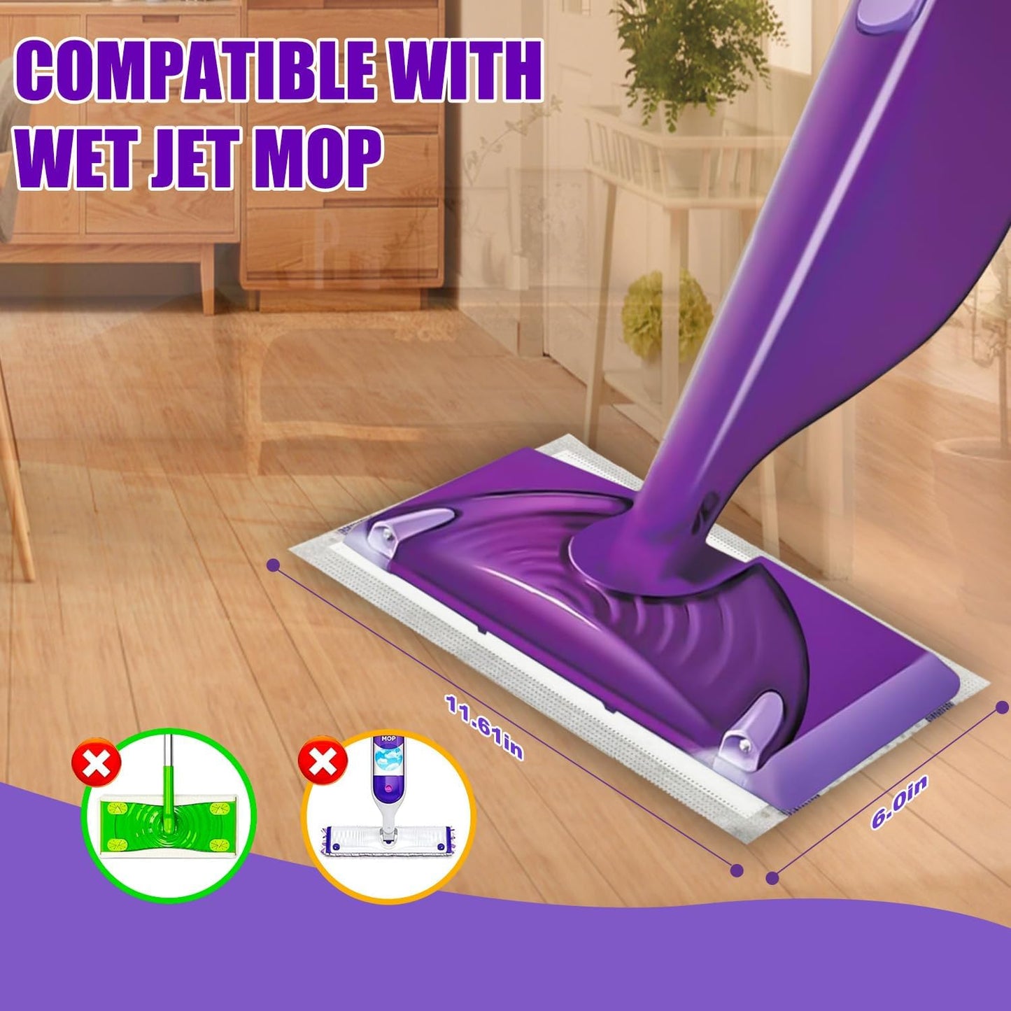 20 Count Mop Pad Refills for Wet Jet Mop, Wet Jet Pads for All Floor Types, Wet Jet Refill for Wet Pads Refill, 4 Layers Thickened Durable and Super Absorbent