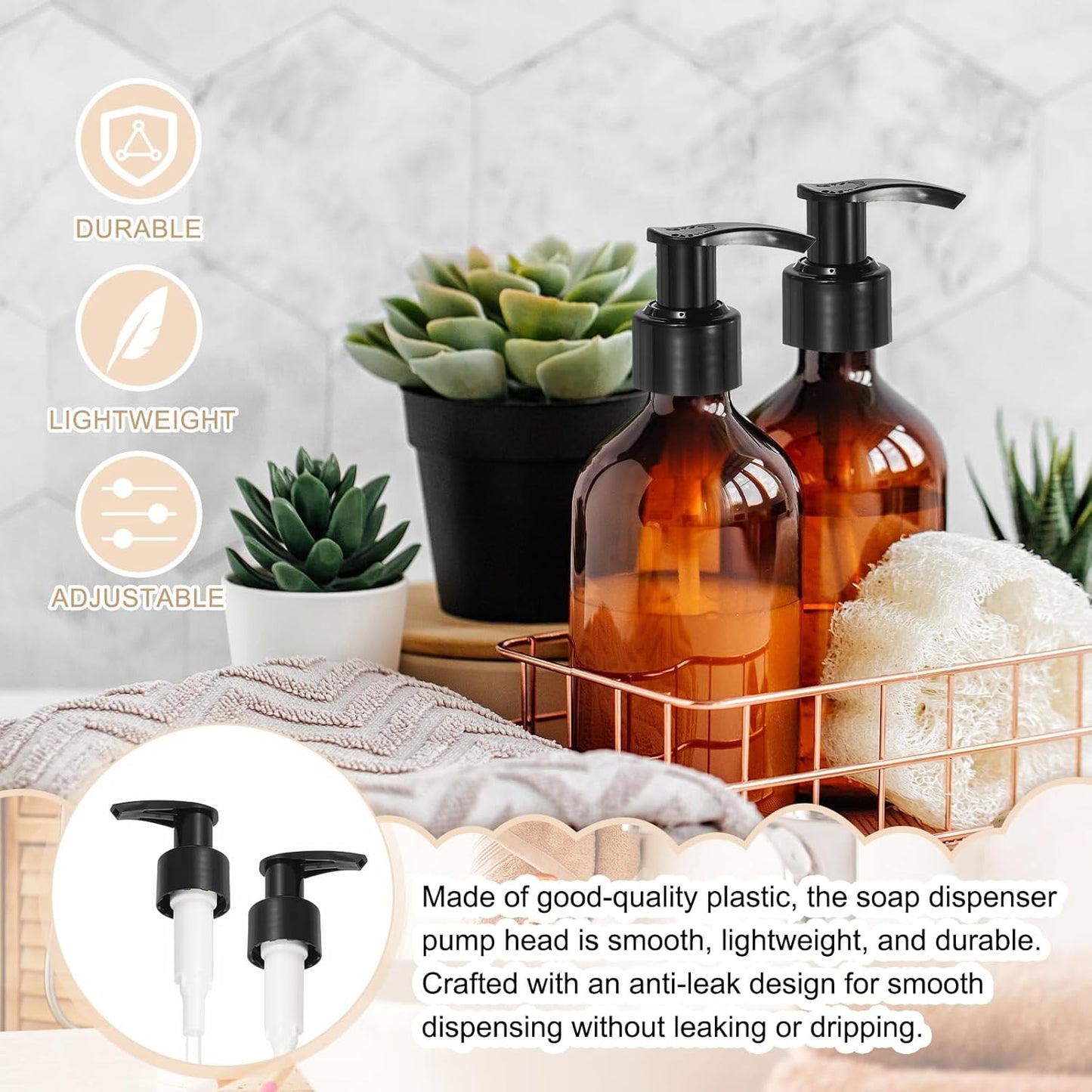 uxcell 12 Pcs Soap Dispenser Pump Heads Soap Dispensers Top Pumps Replacement Switch Pumphead for Standard 24/425 Neck Size Lotion Shampoo Bottle, Black