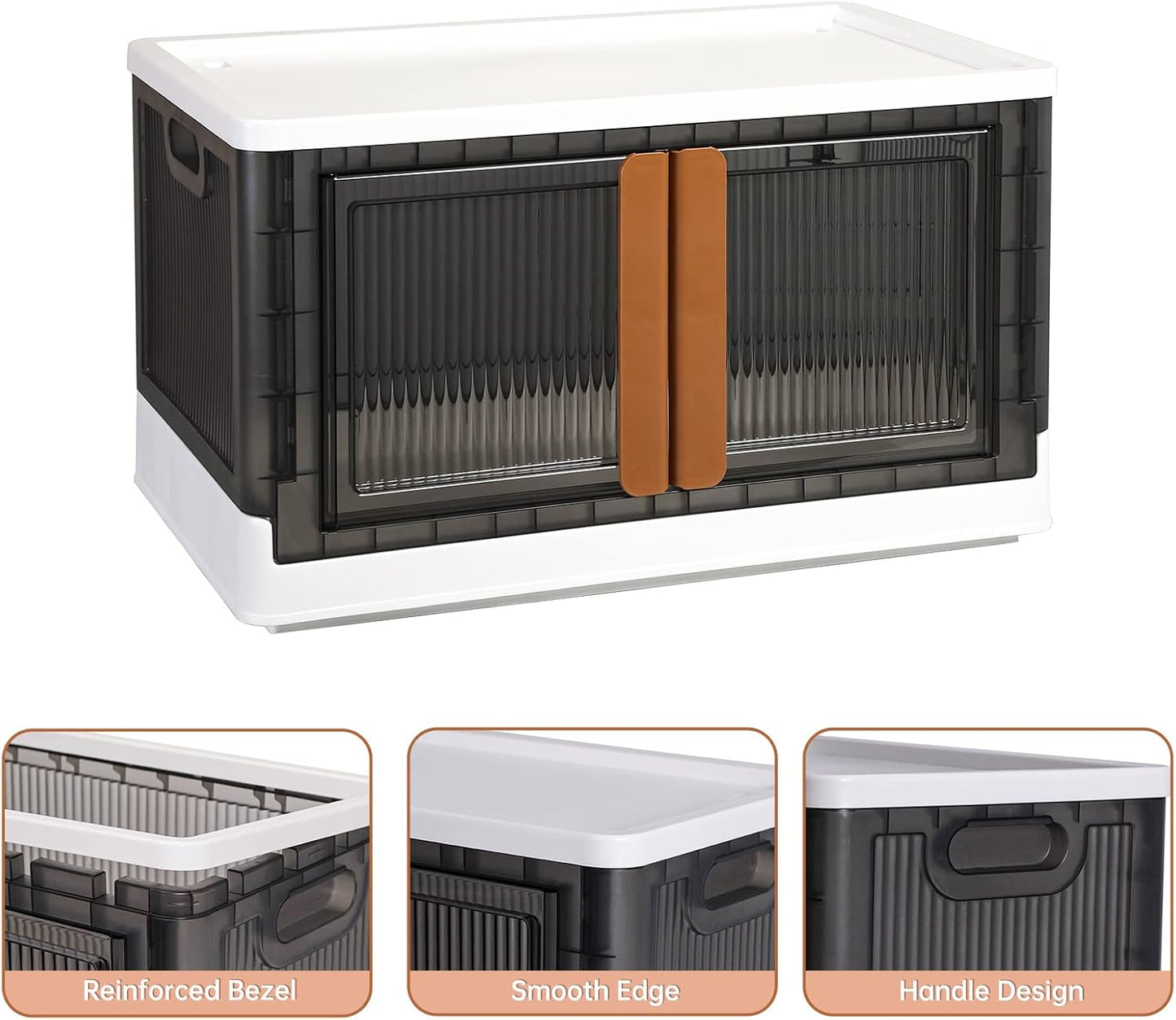 HAIXIN Storage Bins with Lids - Collapsible Storage Bins, Wardrobe Closet Organizer, 19 Gal Stackable Toy Storage, Foldable Plastic Storage Container with Door, Crate for Book Storage (3 Pack)