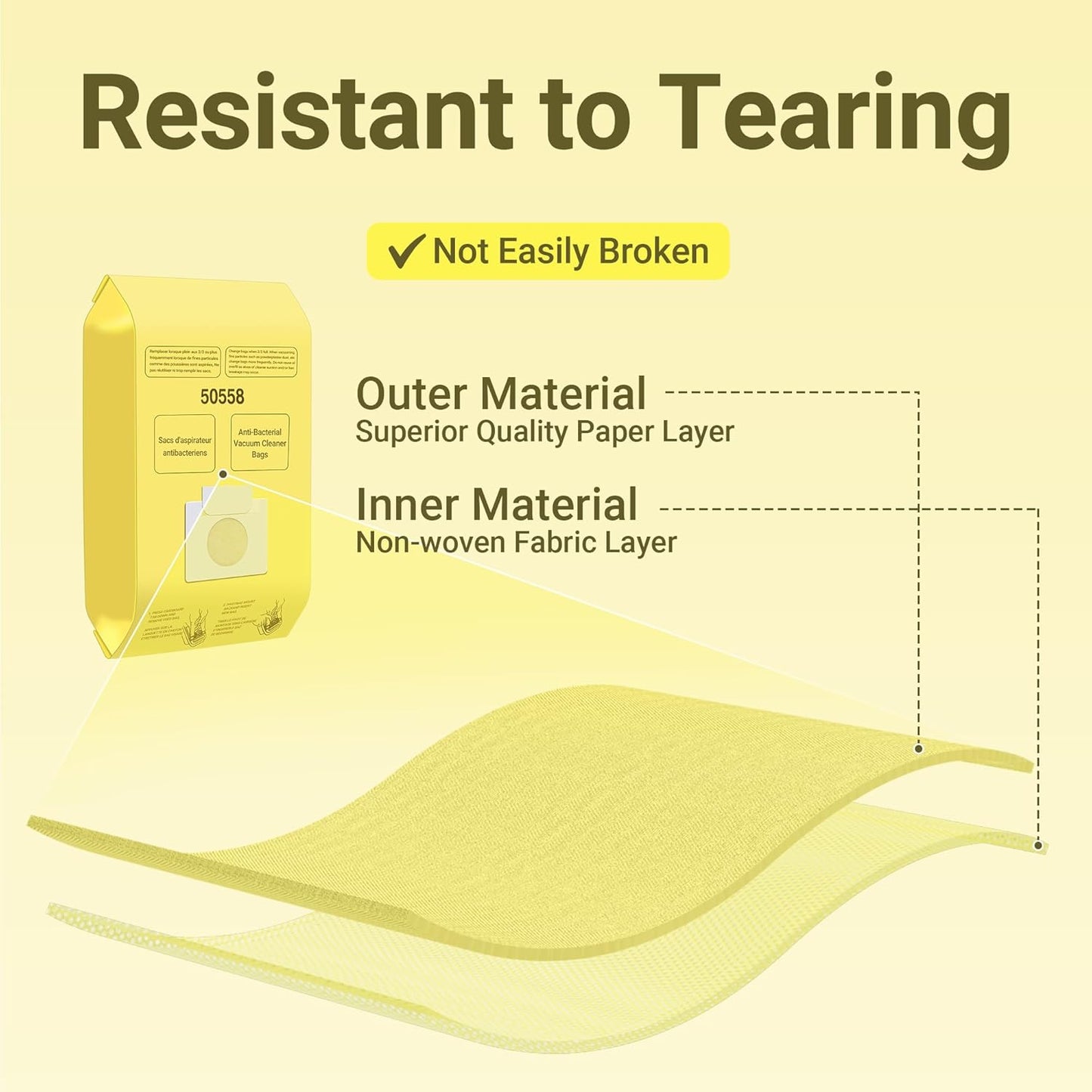 50558 Vacuum Cleaner Bags Replacement for Kenmore Canister Type C/Q 5055, 50555, 50557, 50558 and Pana·sonic Type C-5, C-18, 200 Series, 400 Series, 600 Series, 800 Seires Vacuum - 12 Pack