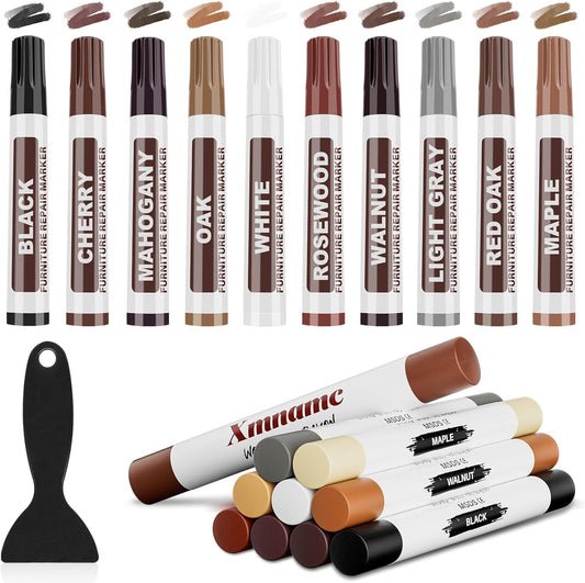 Wood Filler Sticks, Set of 21 Wood Floor Scratch Repair Kit, Wax Sticks for Furniture Markers Repair Any Scratches, Scuffs, Cracks and Nail Holes on Furniture, Floors, Doors, Cabinets, Tables