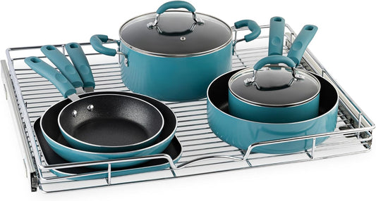 HOLDN’ STORAGE Pull Out Cabinet Organizer, Heavy Duty Caddy w/Lifetime Limited Warranty -26”W x 21”D - Requires At Least 27-1/4” Cabinet Opening, Steel Metal Cabinet Drawers Slide Out, Chrome