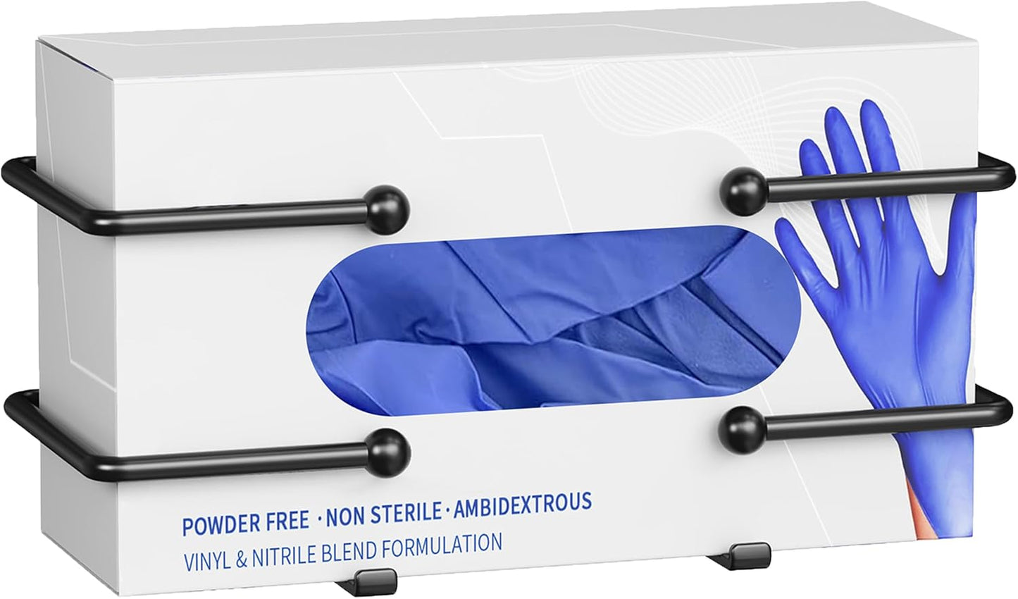 Glove Box Dispenser Wall Mount: Black Glove Holder Organizer for Disposable Glove Box & Tissue Box - Glove Organizer on Wall in Lab, Kitchen, Bathroom, Garage