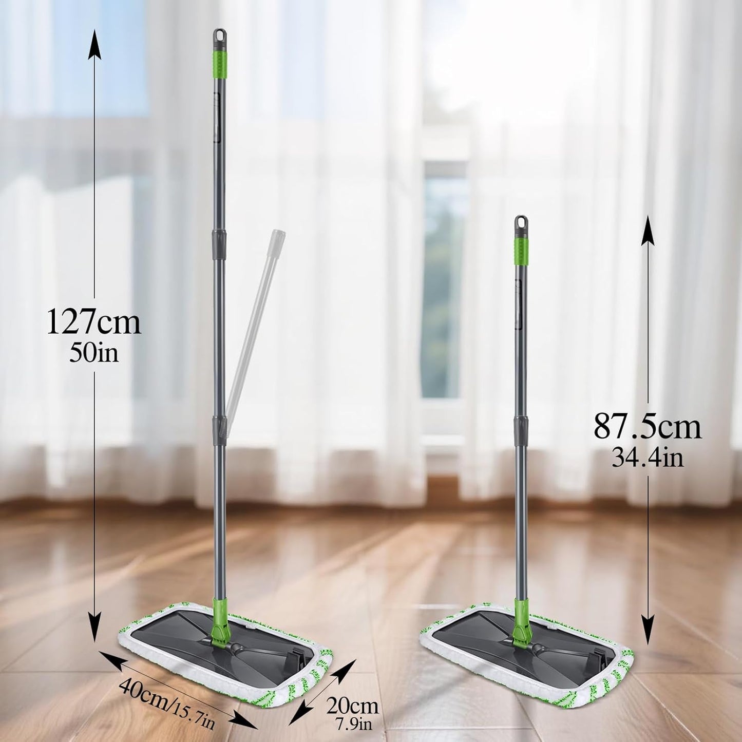 MASTERTOP Dust Mop for Hardwood Floors, Extra Large Microfiber Flat Mop with 5 Wet & Dry Reusable Pads, Hardwood Mops with Telescopic Handle for Laminate, Tile, Vinyl