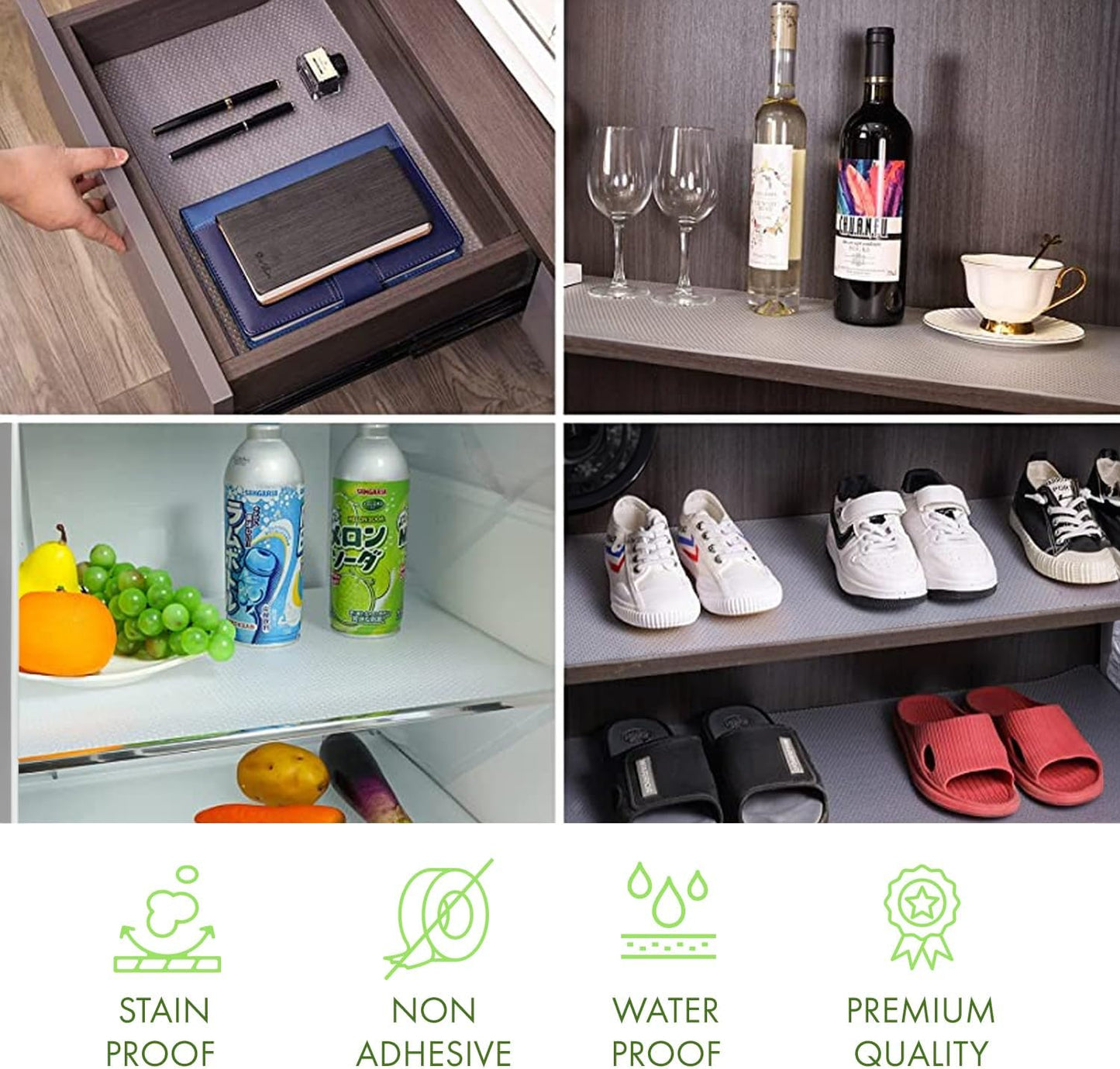 EVALAND 12" x 33 FT Non-Slip Shelf Liner, Non-Adhesive, BPA-Free, Waterproof Pantry Liner for Shelves, Easy to Cut, Oil-Proof Shelf Liners for Kitchen, Cabinets, Drawers, Refrigerator, Clear