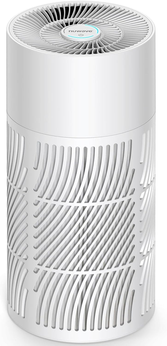 Nuwave Oxypure Air Purifiers 3XL H13 HEPA Filter for Home Bedroom, 17dB, 360° Air Intake, Removal to 0.1 Micron Smoke Dust Pollen Pet Hair Odor, Air Quality Sensor, Energy Star