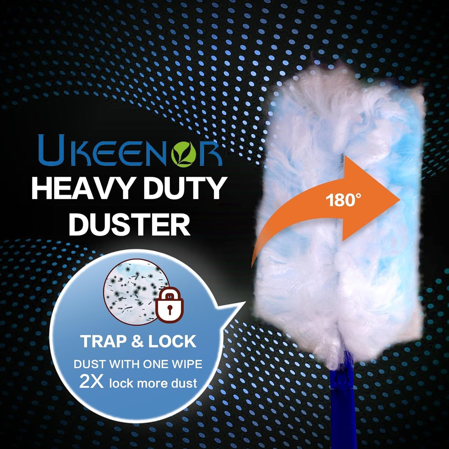 180° Dusters Multi Surface Duster Refills Kit Extender Handle (1 Long Handle to + 1 Short Handle + 15 Duster Refill)