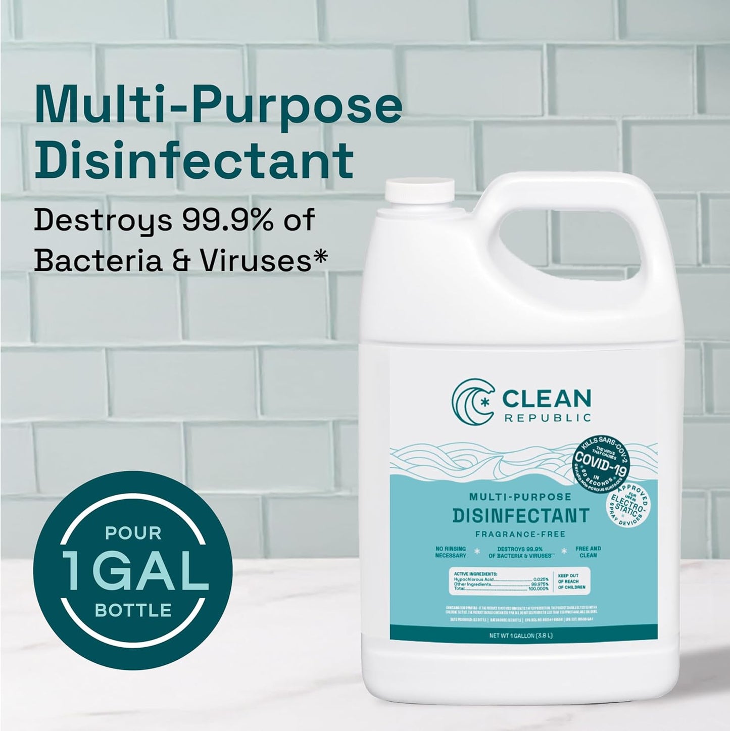 Clean Republic Multi-Purpose Disinfectant Cleaner, 1 Gallon Bottle