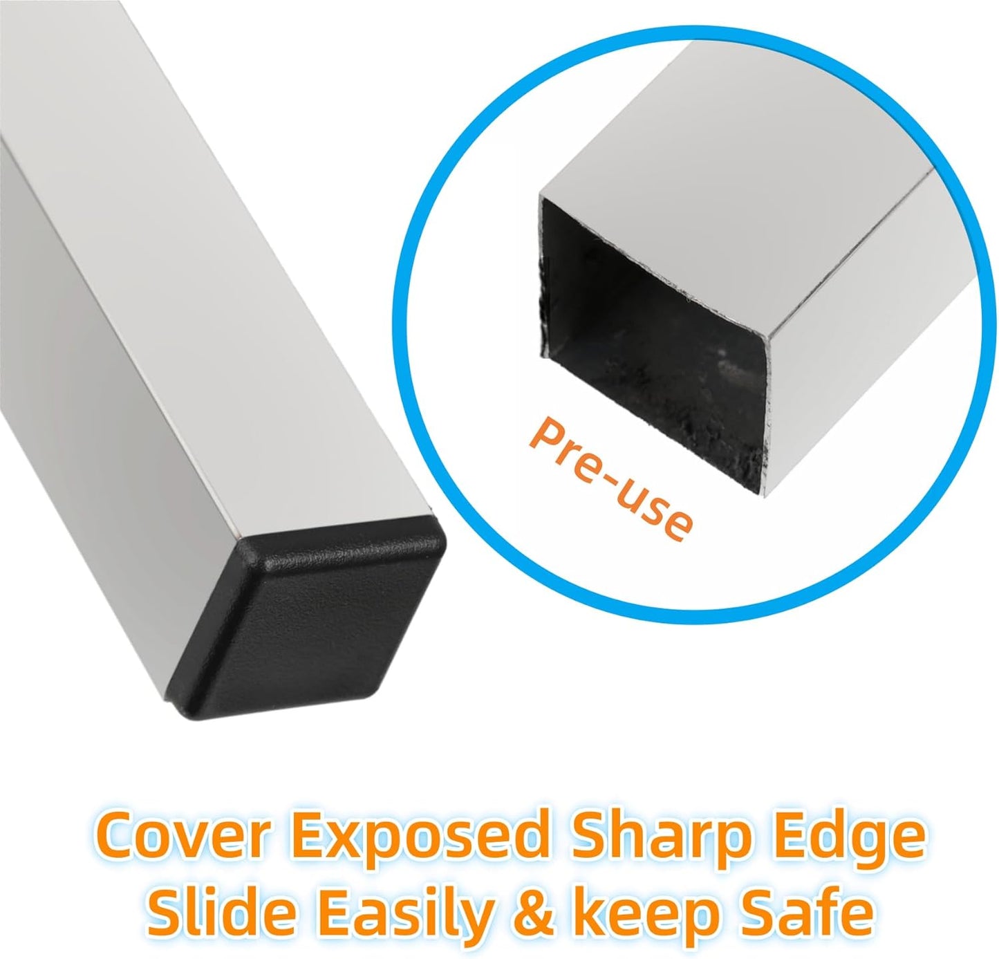 Furnigear Plastic Plugs Tubing End Cap Chair End Caps Outside Bottom Tubing Caps Square Furniture Sliders Glides Black (40, Fit 0.6-0.69" Square Tube Inner Size)