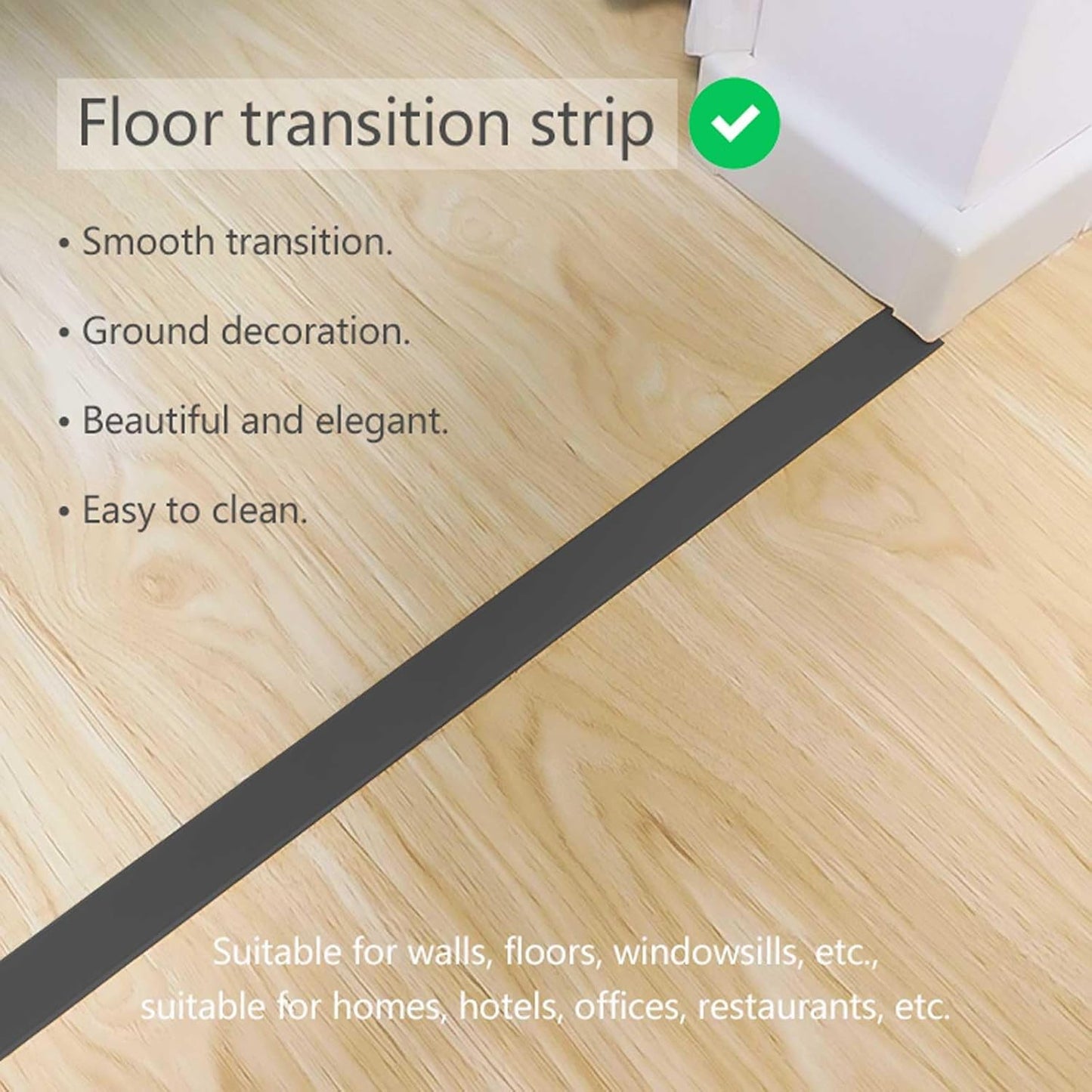 10Pcs Aluminum T Molding Floor Transition Strip, 48In Aluminum T Molding Trim, Floor Strip Floor Flat Divider Strip for Joining Floor Gaps, Threshold, Floor Tiles (Black, 4ft x 1.3in 10Pcs)