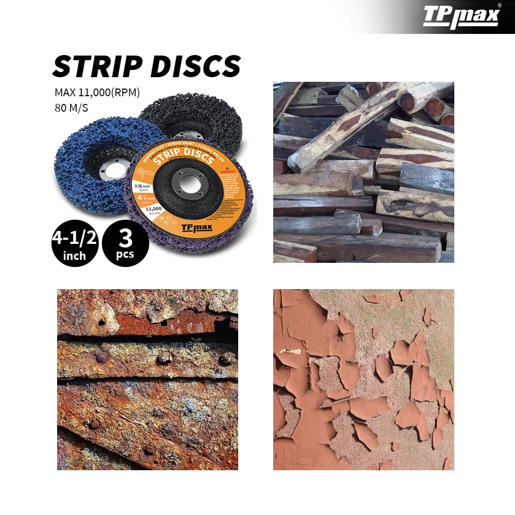 4-1/2" x7/8'' Stripping Discs Rust Remover Wheel Remove Paint and Oxidation Poly Strip Wheel Disc Abrasive Angle Grinding Wheel - 3 Pack(Purple/Blue/Black)