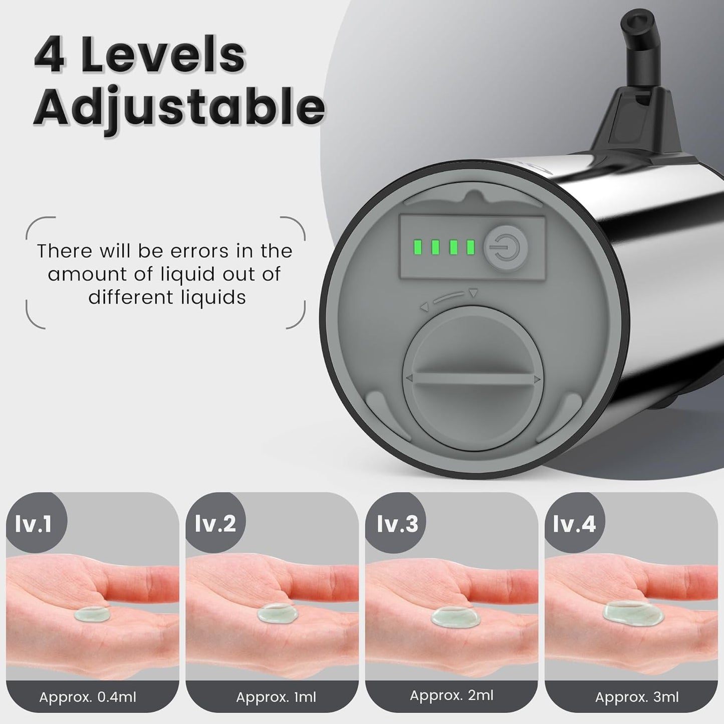 Automatic Soap Dispenser Touchless 11.8oz 4-Level Adjustment Auto Hand Soap Dispenser Stainless Steel Battery Operated for Bathroom Kitchen Hotel