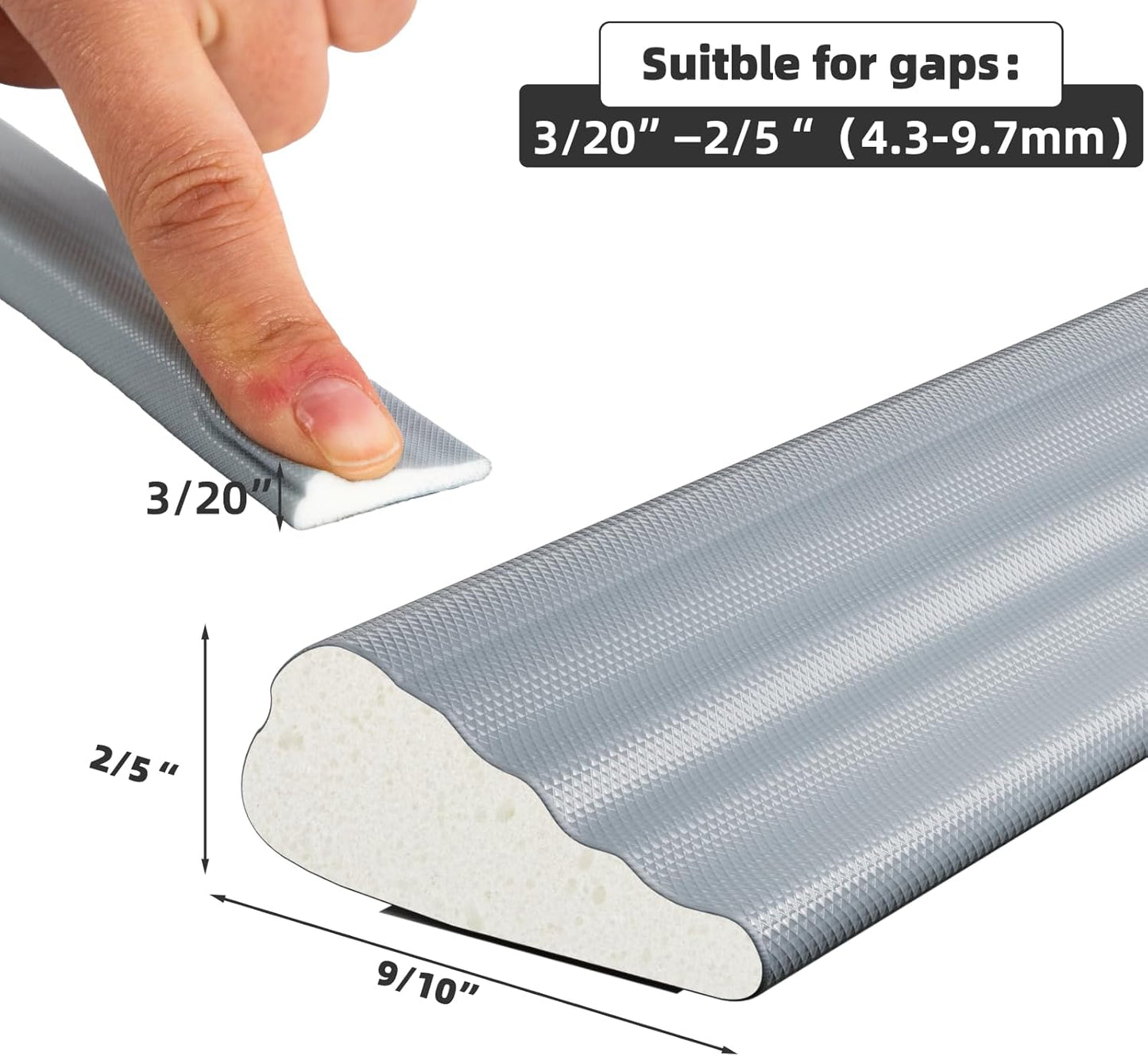 9.8 Ft Weather Stripping Seal Strip for Doors/Windows,Soundproofing Window Insulation Draft Stopper for Winter, Selfadhesive Foam Weather Strip for Door Frame,Door Gap Filler Noise Blocker(Gray)