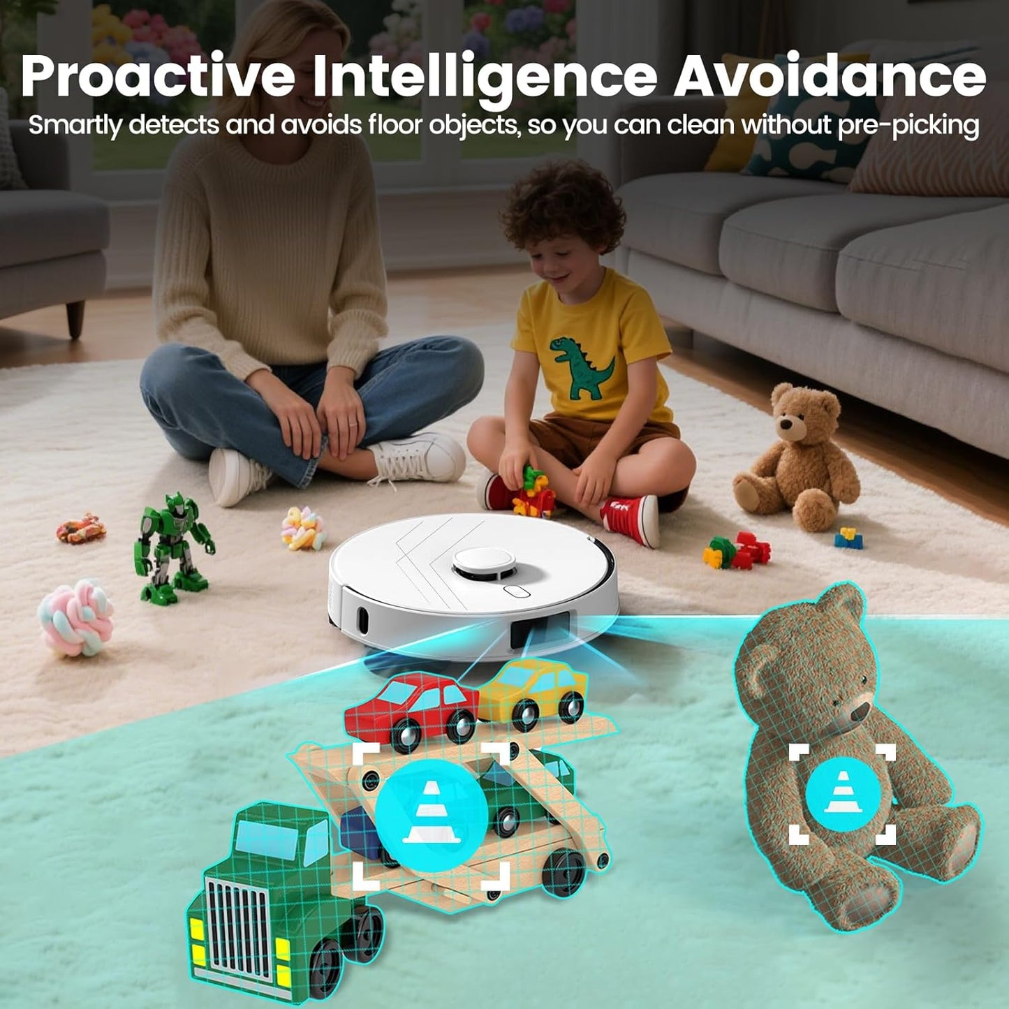 AIRROBO T30+ Robot Vacuum and Mop, Self-Emptying, 6000PA Suction, Proactive Intelligence Avoidance, APP ＆ Voice Control, LiDAR Navigation, Perfect for Pet Hair, Hard Floor,Carpet