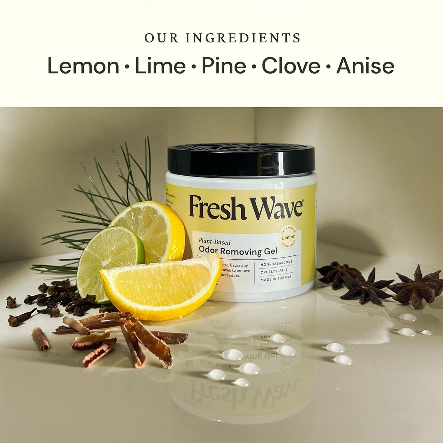 Fresh Wave Lemon Odor Removing Gel, 15 oz. | Odor Absorbers for Home | Safer Odor Relief | Natural Plant-Based Odor Eliminator | Every 15 oz. lasts 30-60 Days | For Cooking, Trash & Pets