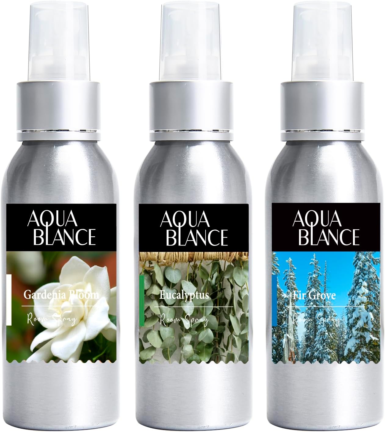 Fragrant Room Spray, Fir Grove, Eucalyptus Leaves, Gardenia Bloom, 3 x 3.4 fl oz, Air Fresheners Odor Eliminator for Home, Bathroom, Concentrated Room Spray