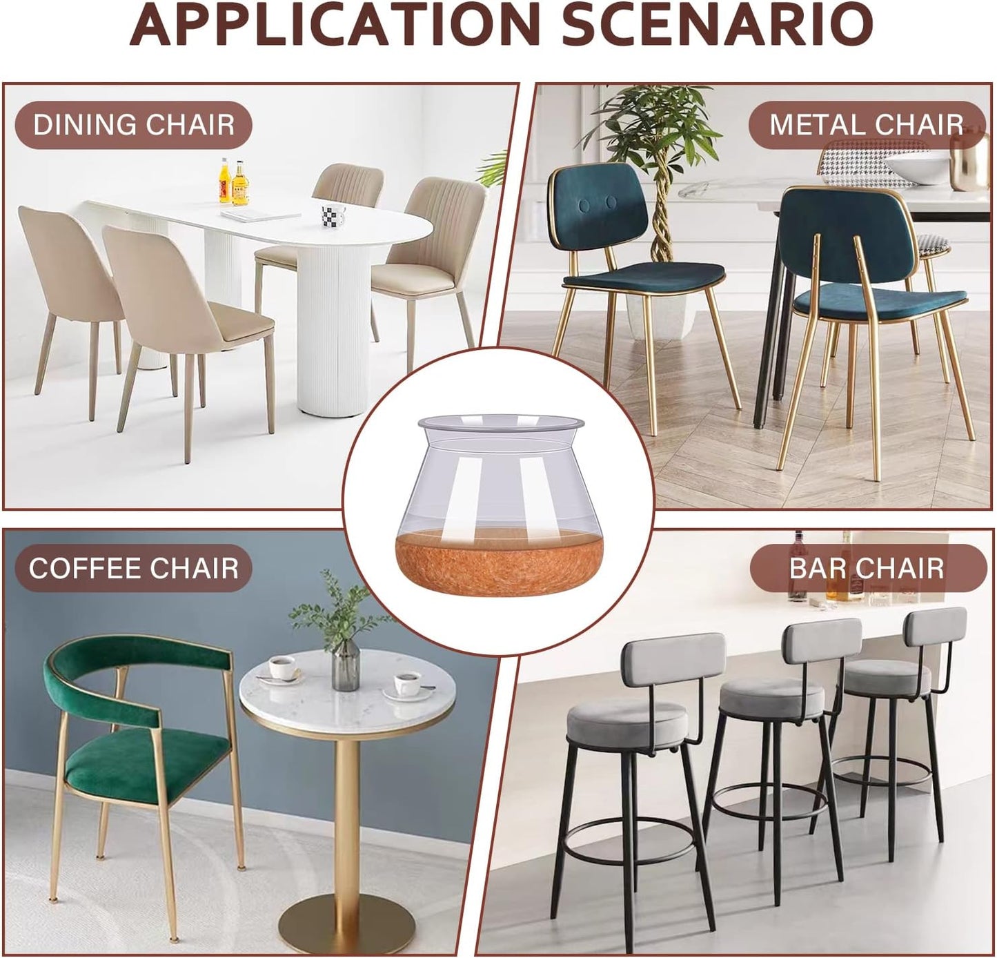 16 Pack Chair Leg Floor Protectors Chair Leg Protectors for Hardwood Floors Felt Silicone Caps Strengthen Bottom Protection Anti-Scratch Reduce Noise Clear Round Large Fit 1-3/16" to 1-5/8" (30-40mm)