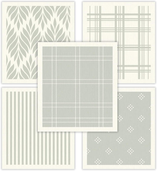 HALL & PERRY Swedish Dishcloths for Kitchen, 5-Pack, Reusable Cellulose Sponge Cloths for Kitchen & Cleaning – Eco-Friendly, Ultra-Absorbent, Quick-Drying (Sage Green)