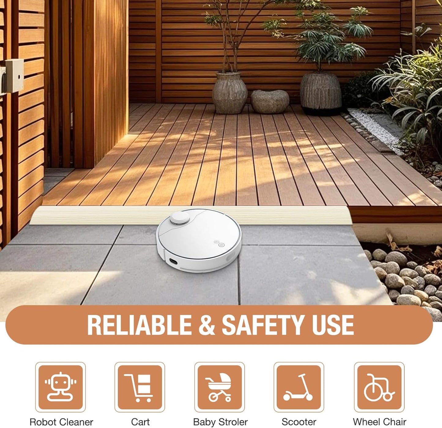 Floor Transition Strip Self Adhesive Vinyl Door Threshold for Doorways Carpet Edging Trim Overlap Edge Reducer for Laminate Floor, Carpet, Tile (Beige Wood Grain, 1/5" to 2/5", 10Ft)