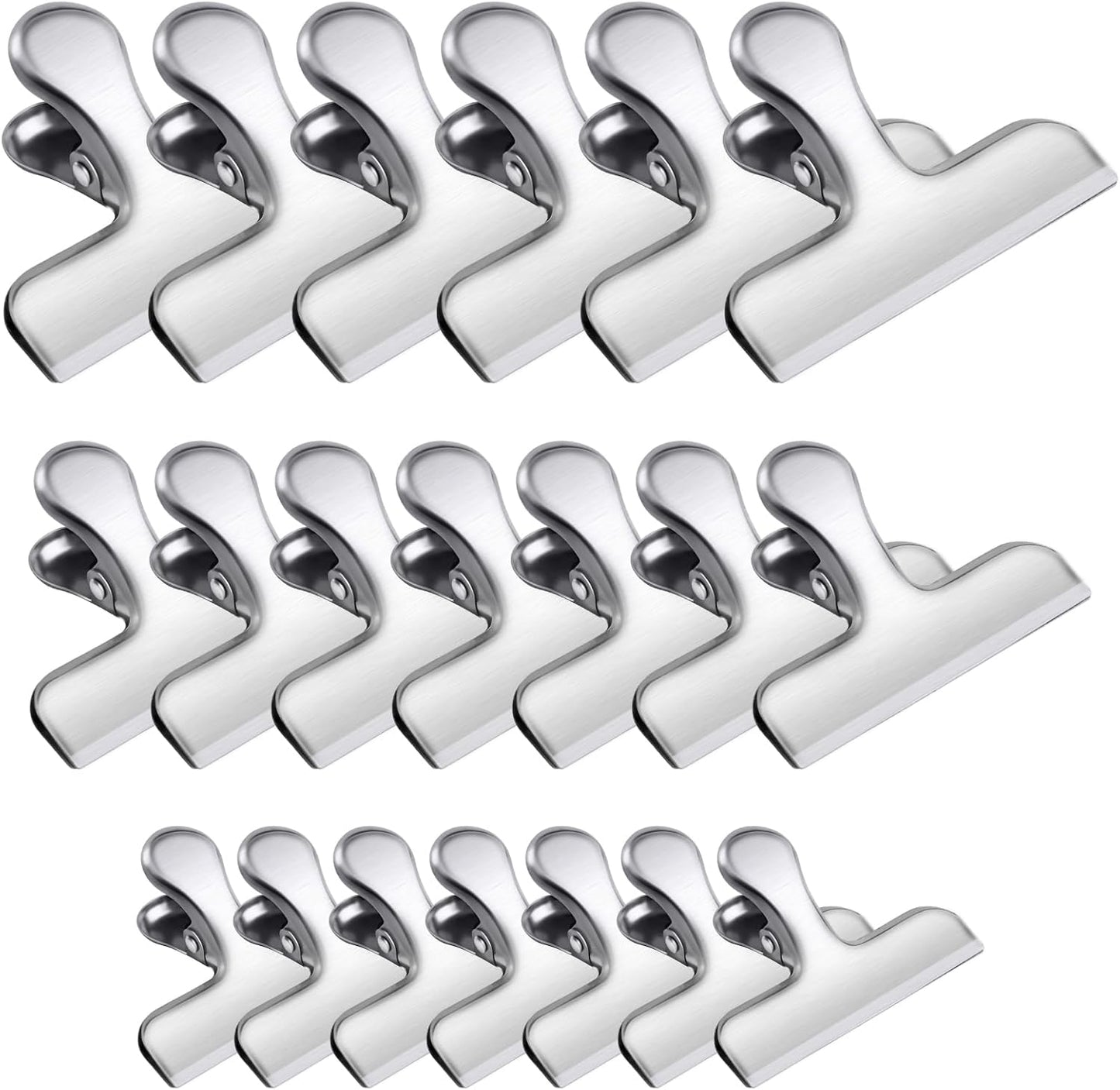 FINDMAG Chip Clips, 20 Pack Stainless Steel Chip Clips, Chip Clips Bag Clips Food Clips, Bag Clips for Food, Clips for Food Packages, Chip Bag Clips - Air Tight Seal, Heavy Duty Snack Clips,Silver