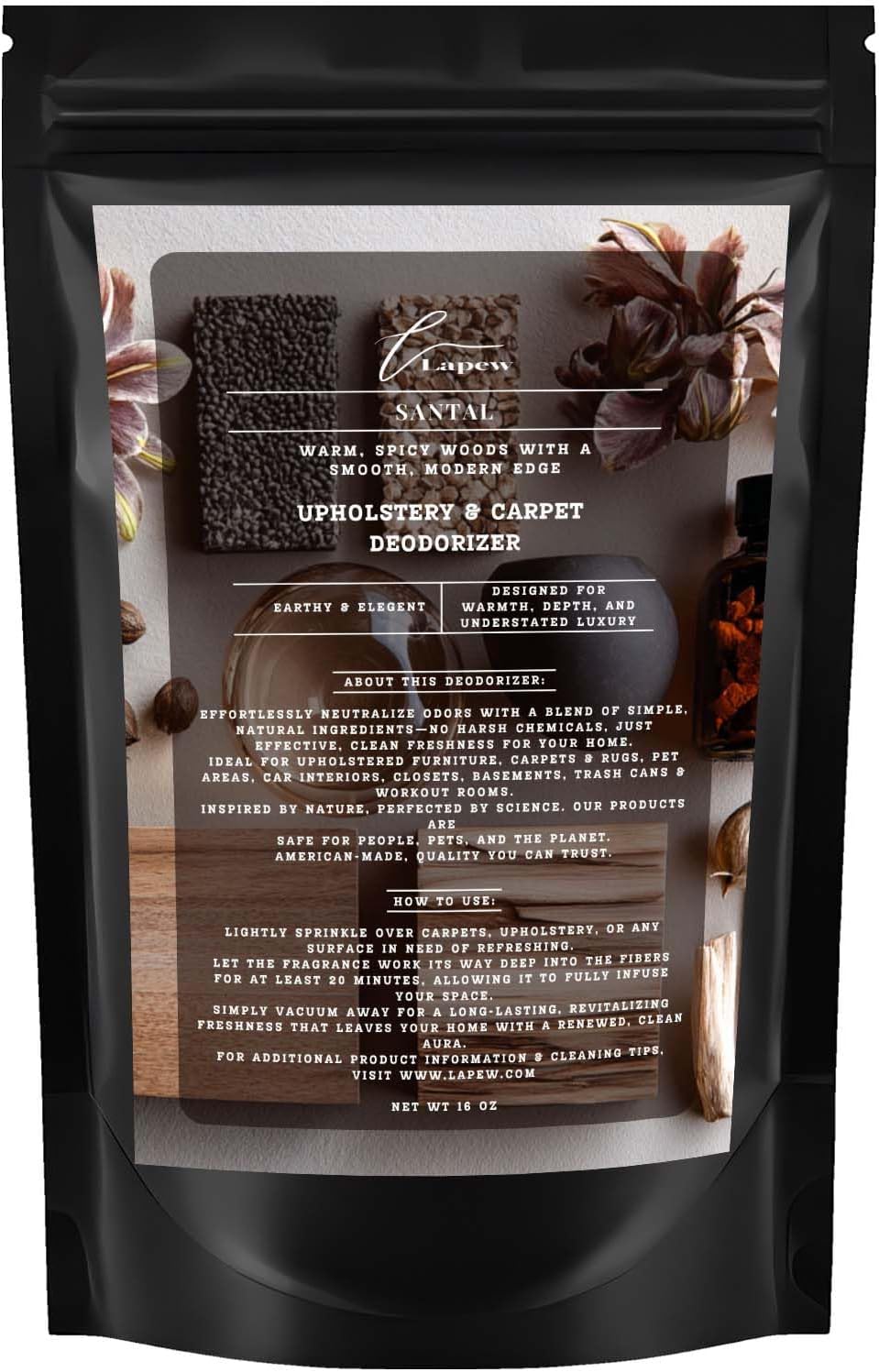 Santal Carpet Freshener Powder: Powerful Odor Eliminator for Home, Upholstery Deodorizer, Carpet Deodorizer, Pet Urine, Cat Litter Box - Santal Fragrance