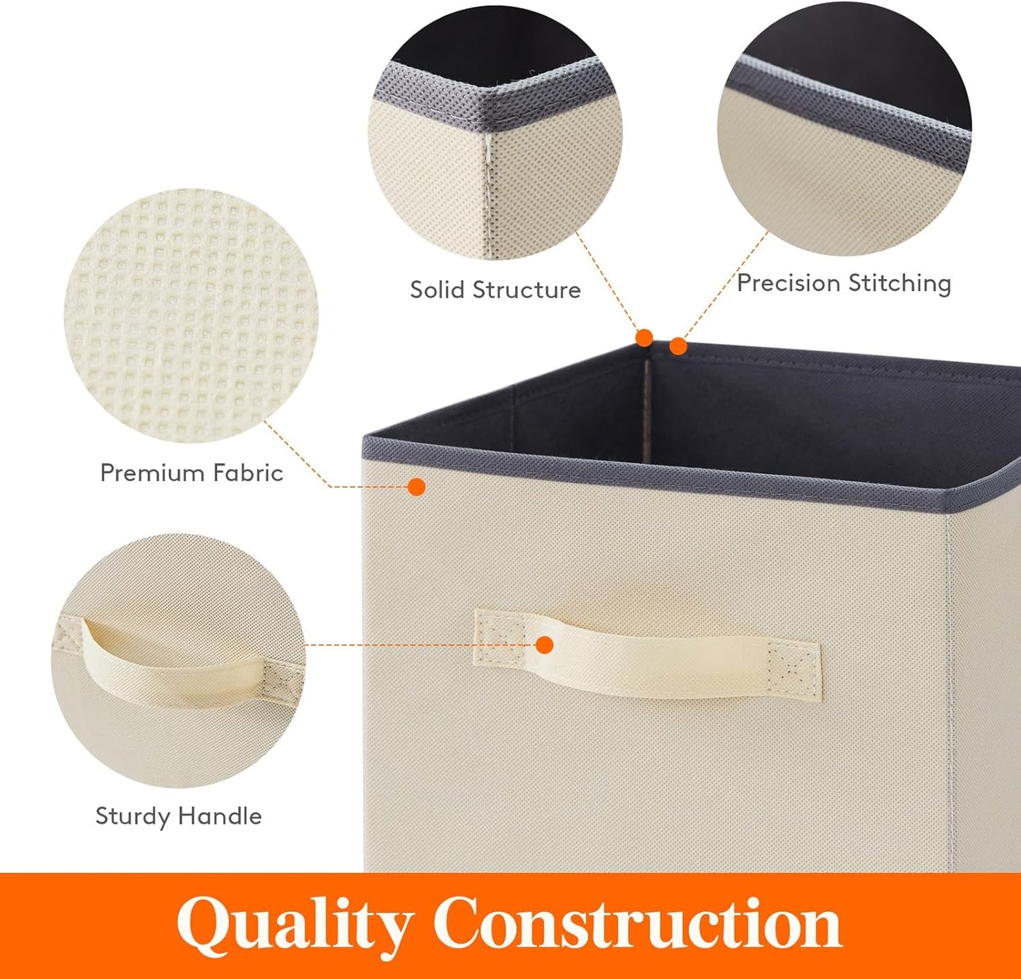 Lifewit 12 Packs Storage Cubes, 11 Inch Cube Storage Bins, Foldable Decorative Fabric Storage Baskets for Organizing Home Organizers with Handles for Shelves, Closet,Beige