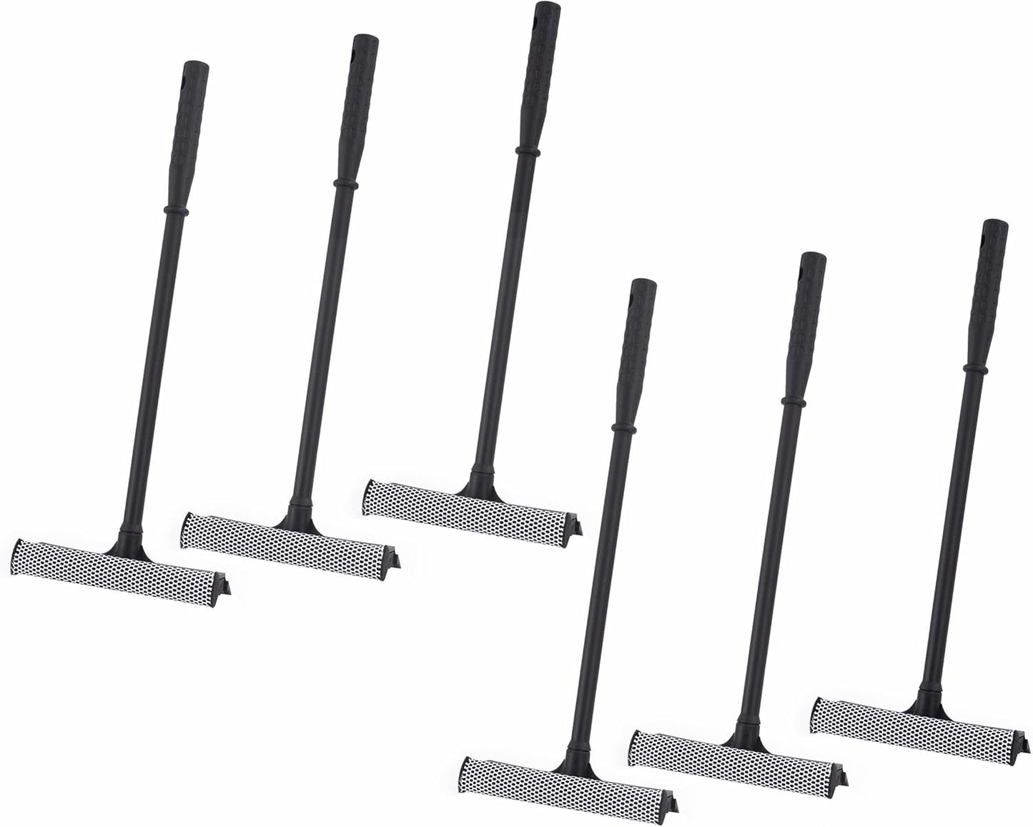 Matthew Cleaning All Purpose Window Squeegee Window Cleaner Tool,Car Squeegee Windshield Cleaning Sponge and Rubber Squeegee,2-in-1 Window Cleaner Sponge(8'') and Soft Rubber with Pole 20’’(6Pack)