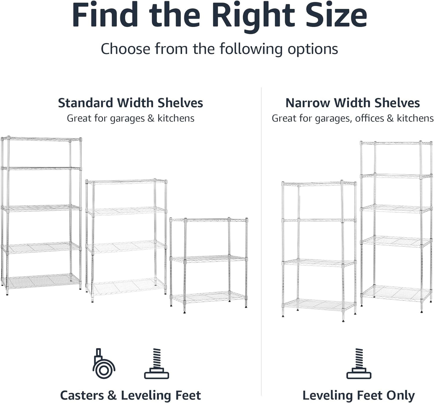 Amazon Basics 4-Shelf Adjustable Heavy Duty Steel Wire Rack Storage Shelving Organizer for Kitchen, Garage, 36" L x 14" W x 54" H, Chrome Silver