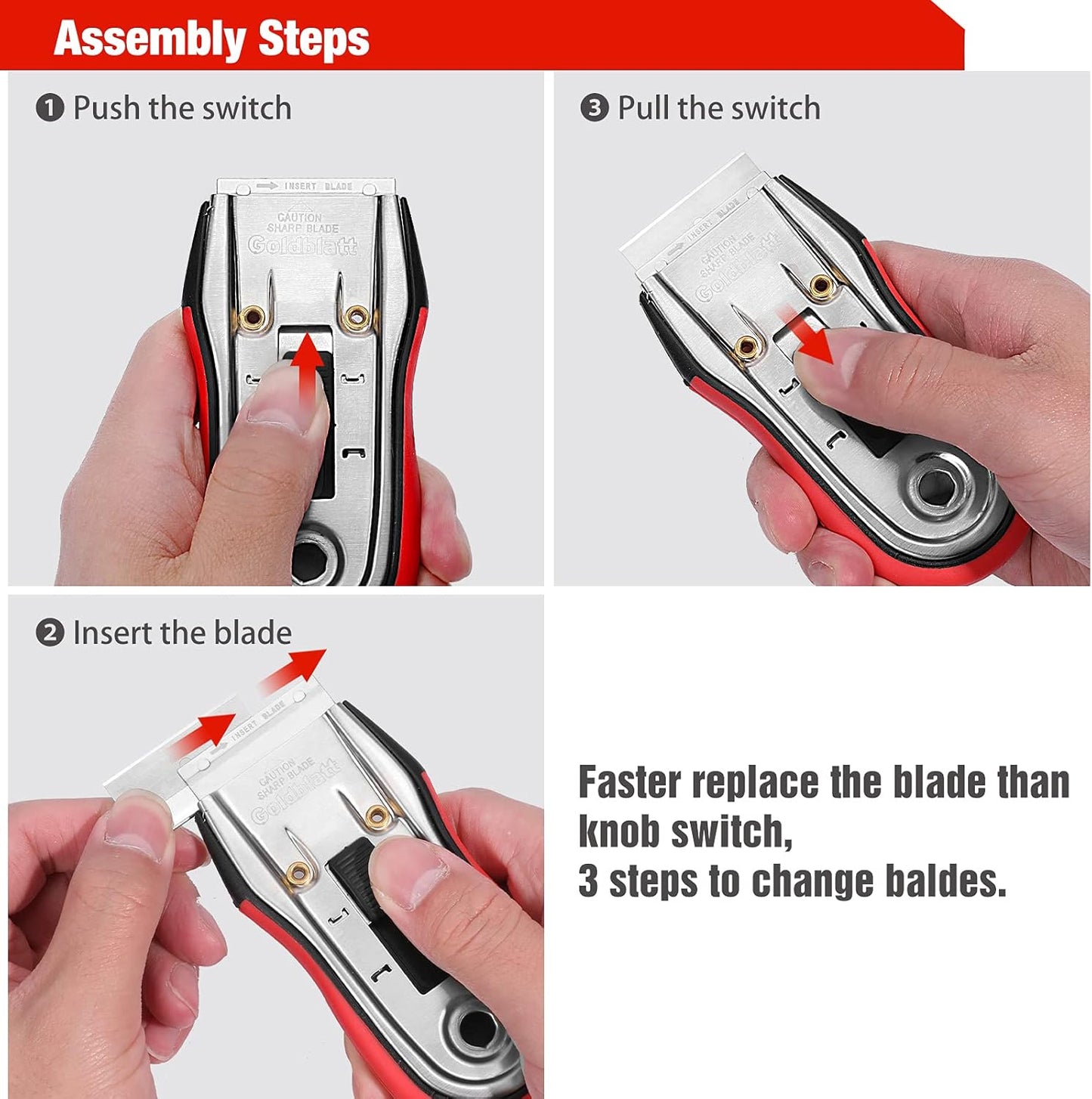 Goldblatt 2 Pieces Razor Blade Scraper with 20-piece Blades, Razor Scraper Tool, Razor Holder for Cleaning Glass Cooktop, Window, Decals, Stickers, Labels, Caulk, Adhesive, Paint Glue Removal