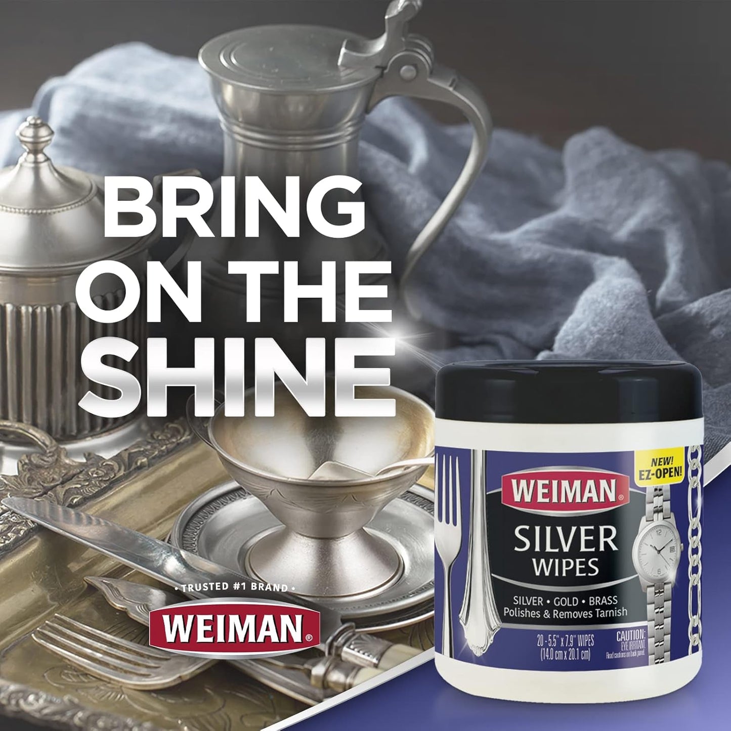 Weiman Jewelry Polish Cleaner, Tarnish Remover Wipes - 40 Count - Use on Silver Jewelry Antique Silver Gold Brass Copper and Aluminum