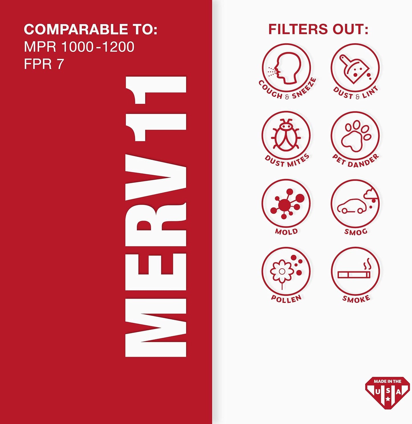 Aerostar 14x18x1 MERV 11-6 Count - Pleated Furnace & Air Conditioner Filters - Removes Dust, Cold & Flu Germs, Lint, Mold, Pet Dander, Allergy-Causing Pollen, Smog & Smoke