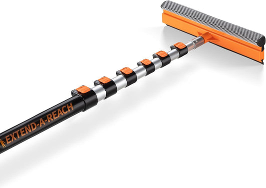 5-30 ft Window Washer Squeegee Kit with Extension Pole (36+ Foot Reach) // Long Handle Squeegee for Window Cleaning & Car Cleaning Multi-Use//Telescopic Professional Window Cleaning Squeegee for Home