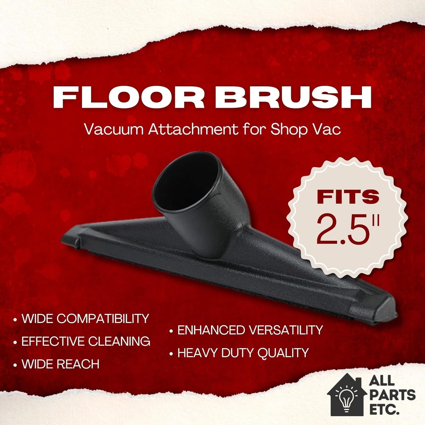 2 1/2" Accessories for Shop Vac Attachments 2.5 Wet Dry Vacuum Extension Wands, Floor Brush, Dust Brush, Crevice Tool, Utility Nozzle, and Hose Kit for Shop Vac (Floor Brush)