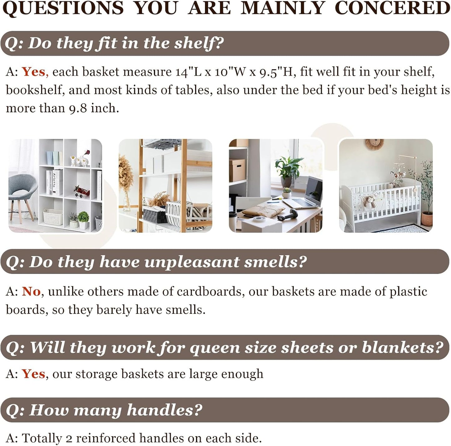 4 Pack Large Closet Storage Baskets Bins for Shelves | Fabric Closet Organizers and Storage with Handles Home Organization | Decorative Collapsible Baskets for Organizing Clothes Toy Nursery 14"x10"