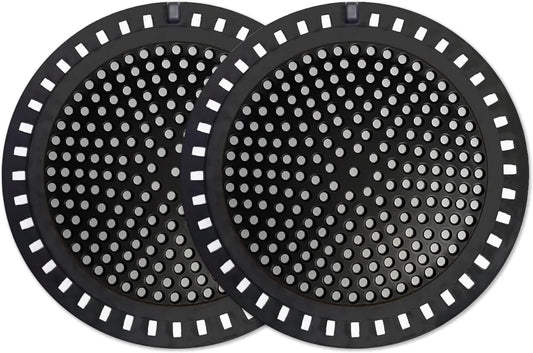 2PCS Shower Hair Drain Catcher/Strainer/Cover/Filter/Trap, Hair Stopper Floor Drain, Stainless Steel with Silicone Edge Drain Protector, Black, 4.75 Inch Diameter
