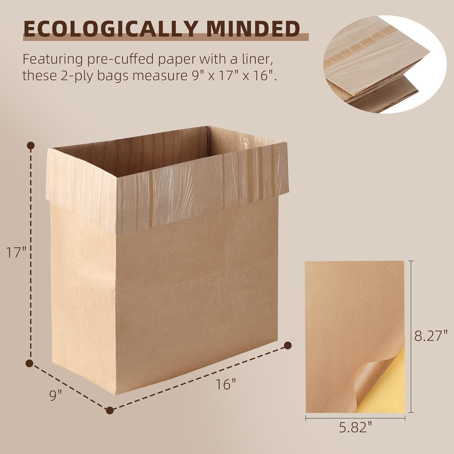 (15-Pack) Calvana Super Strong Compactor Bags, Heavy-Duty Kitchen Paper Trash Bags with Leak Proof Plastic Liner, Fits GE Model Compactors with Rectangular Containers, Includes 15 Sticker Seals