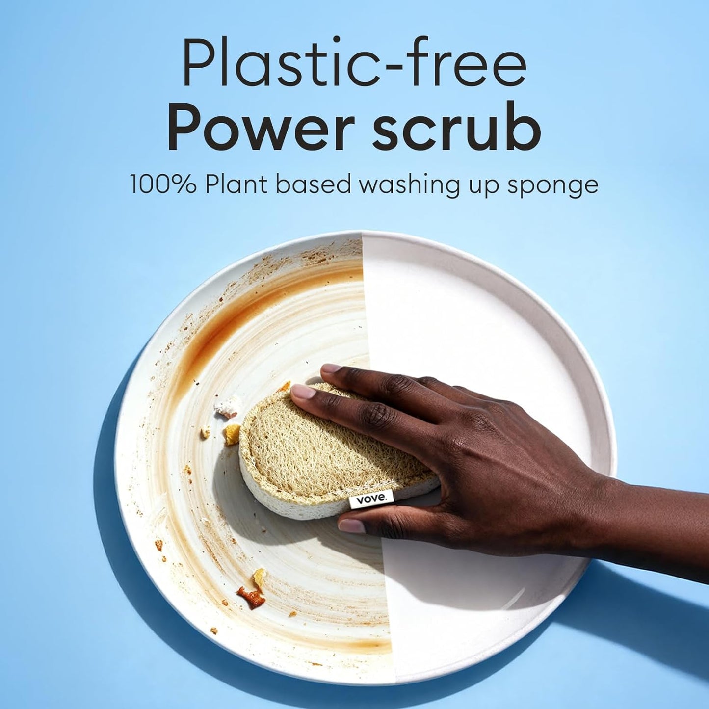 Vove Washing Up Sponges, Pack of 8 - Loofah & Cellulose Sponge with Cotton, Natural Eco-Friendly Kitchen Sponges & Scourers for Household Cleaning, FSC-Certified Packaging