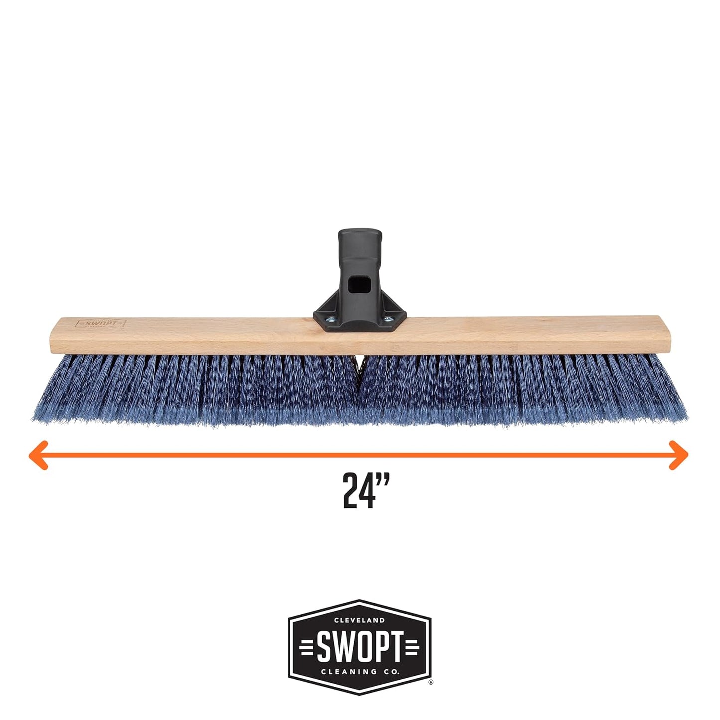 SWOPT 24” Premium Multi-Surface Push Broom Head — Indoor and Outdoor Push Broom — Cleaning Head Interchangeable with All SWOPT Cleaning Products for More Efficient Cleaning and Storage