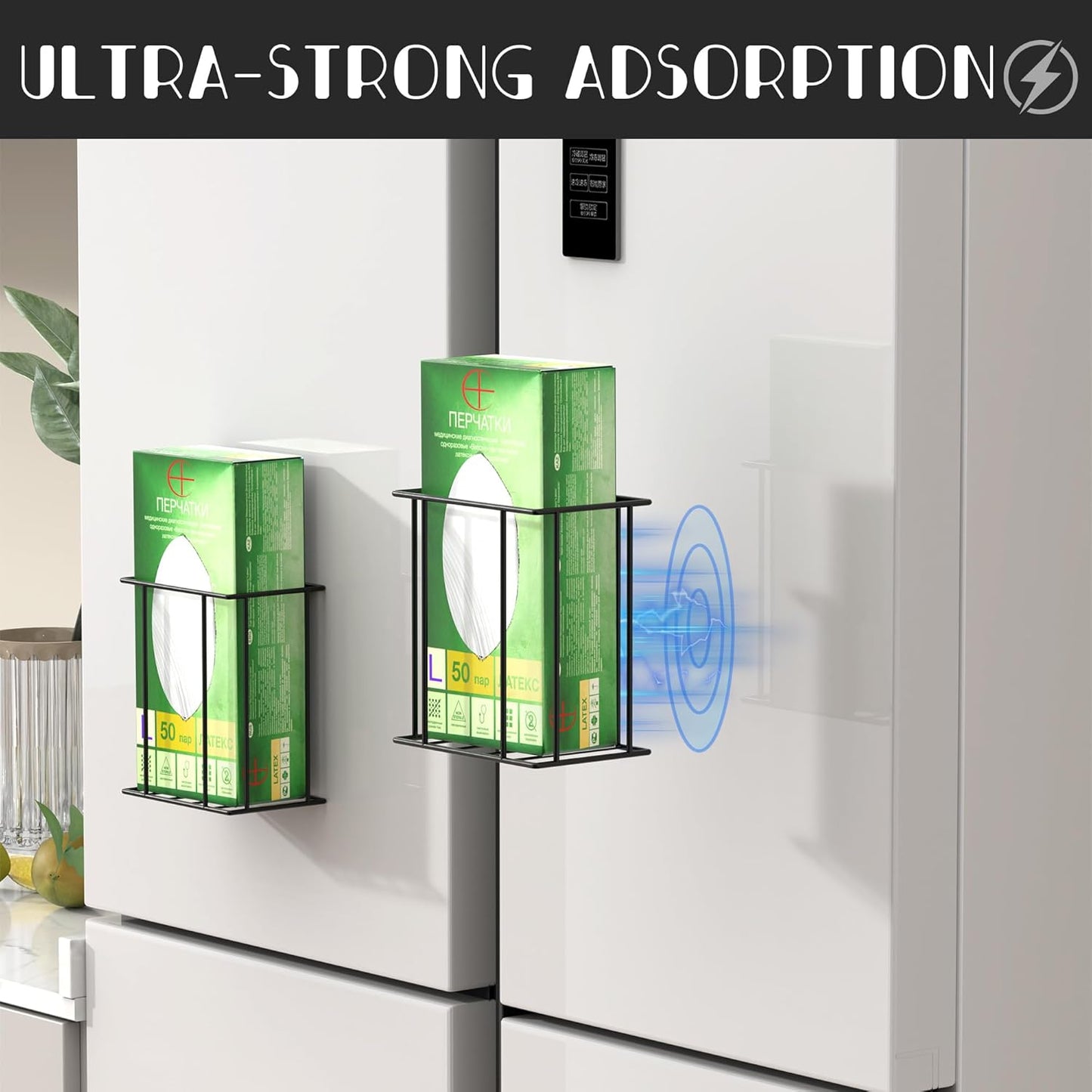 Alyoen Magnetic Glove Box Holder Wall Mount, Disposable Glove Dispenser, 2 Pack Rubber Latex Tissue Box Organizer for Tool Garage Workshop Kitchen - Two Size (Large+Small)