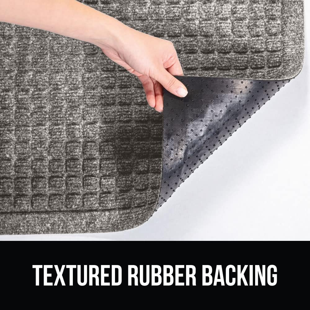 GORILLA GRIP Front Door Mat, Indoor Outdoor Ultra Absorbent HydroAbsorb Doormat, Absorbs Up to 1.7 Cups of Water, Stain and Fade Resistant, Rubber Backing Doormats, Captures Dirt, 29x17 Charcoal