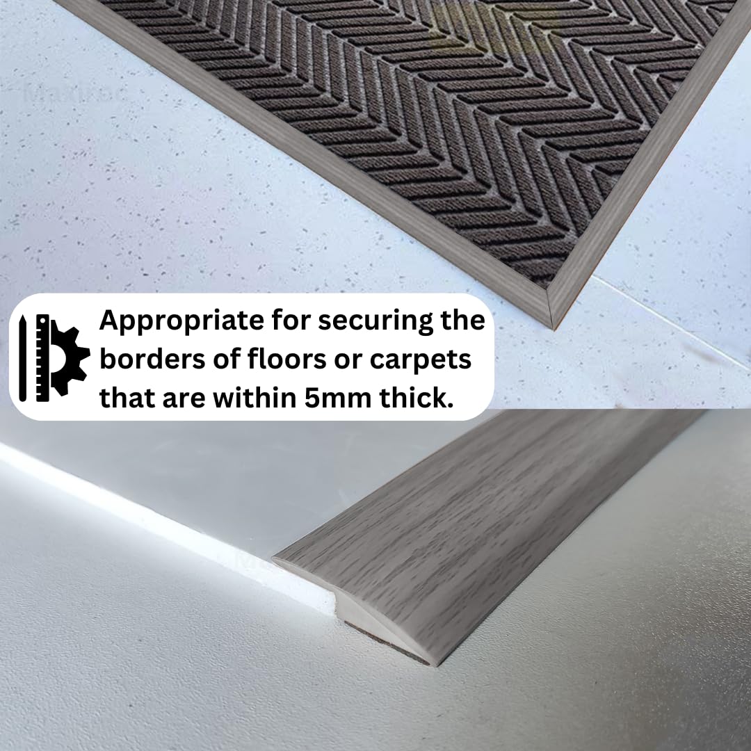 Floor Transition Strip Self Adhesive Carpet Wood Tile Vinyl Flooring Laminate Transition Cover Edge Trim Gap Doorway Threshold for Uneven Floors Heights Within 5 mm (40 inches, Gray Forest)