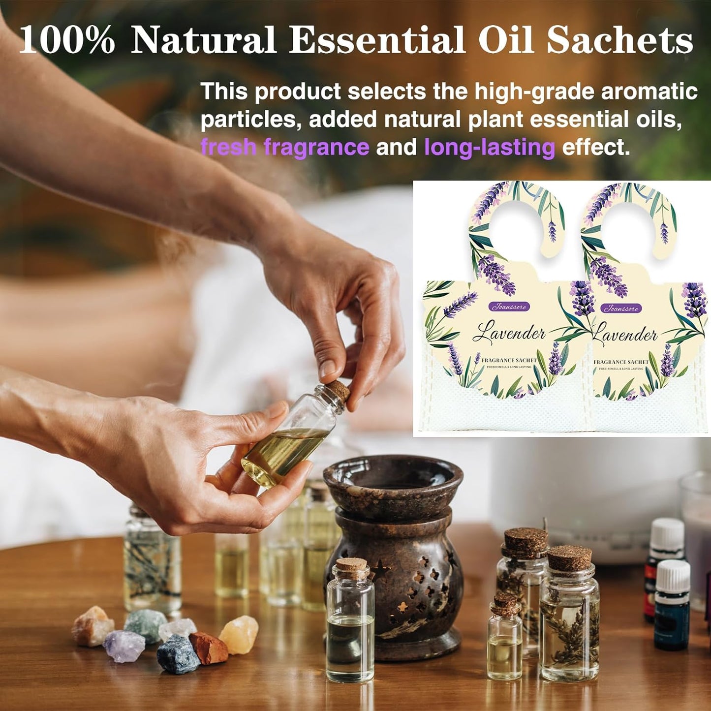 15 Packs Lavender Scented Sachets Bag for Drawers and Closets, Air Freshener for Home Fragrance Sachet, Long-Lasting Hanging Closet Deodorizer Smell Goods for House