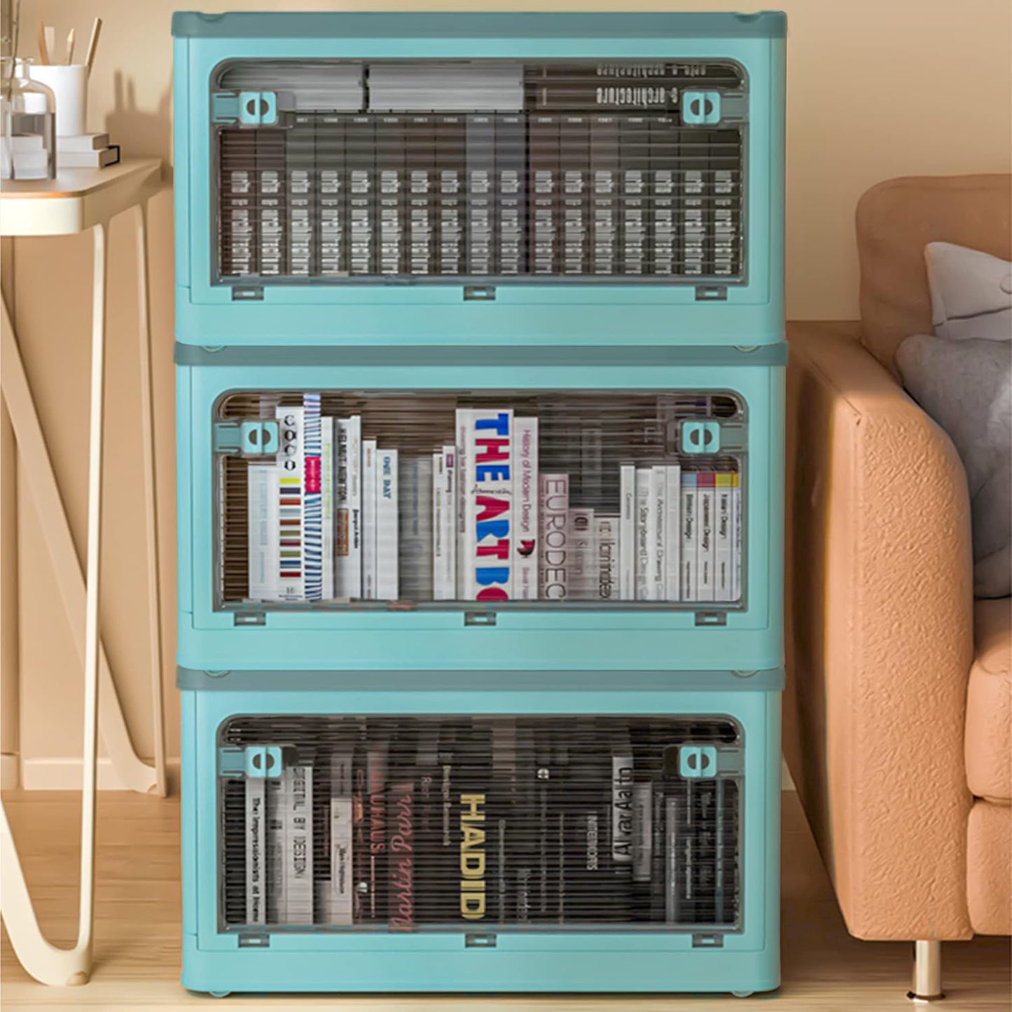 Collapsible Storage Bins,Storage Bins with Lids,Stackable 8.2Gal Folding Storage Box